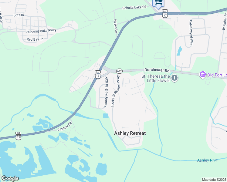 map of restaurants, bars, coffee shops, grocery stores, and more near 3001 Beauregard Court in Summerville