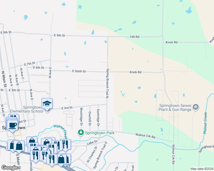 map of restaurants, bars, coffee shops, grocery stores, and more near 1130 Knob Road in Springtown