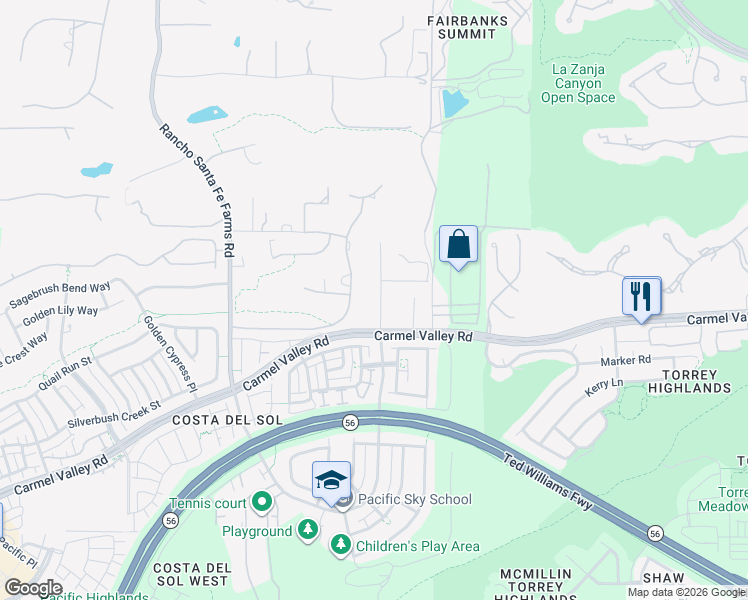 map of restaurants, bars, coffee shops, grocery stores, and more near 14311 Rancho Santa Fe Lakes Drive in Rancho Santa Fe
