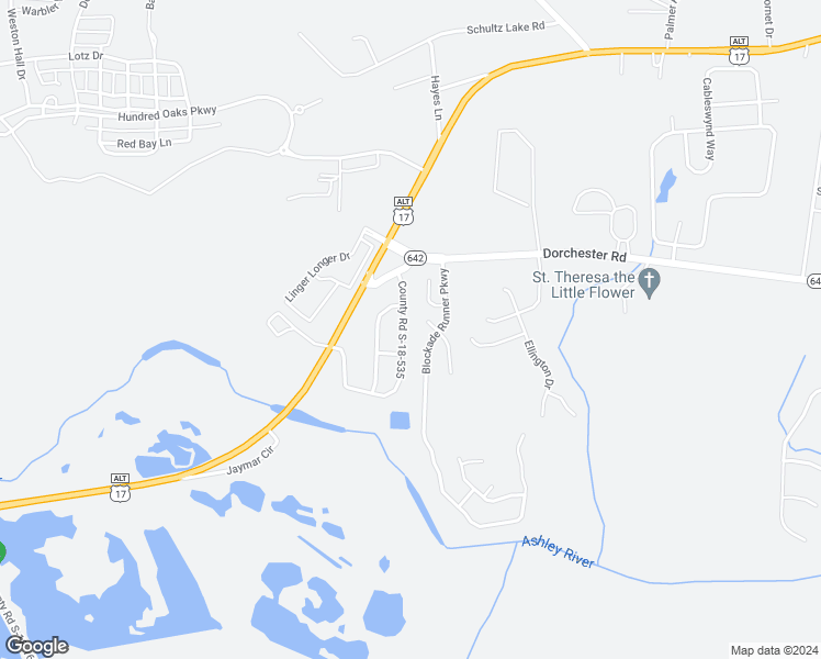 map of restaurants, bars, coffee shops, grocery stores, and more near 113 Swan Drive in Summerville