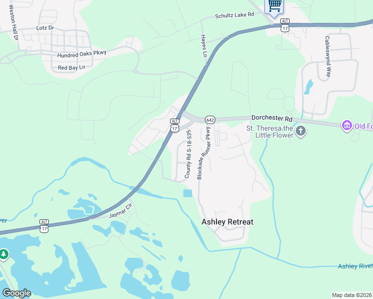 map of restaurants, bars, coffee shops, grocery stores, and more near 108 Swan Drive in Summerville