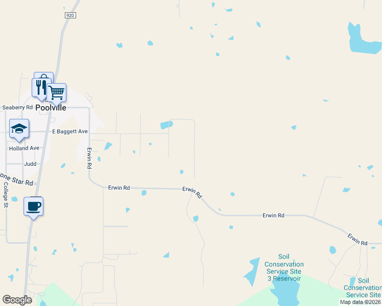 map of restaurants, bars, coffee shops, grocery stores, and more near 662 Elm Tree Court in Poolville
