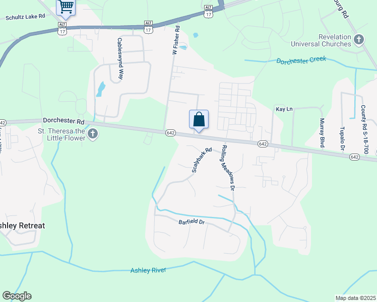 map of restaurants, bars, coffee shops, grocery stores, and more near 111 Coltsgate Court in Summerville