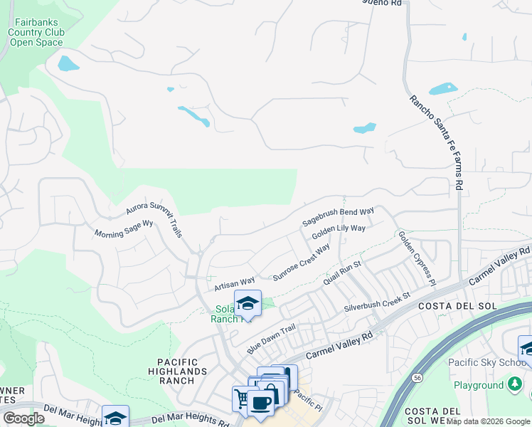map of restaurants, bars, coffee shops, grocery stores, and more near 6160 Tiki Court in San Diego