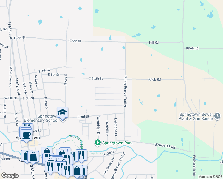 map of restaurants, bars, coffee shops, grocery stores, and more near 937 5th Street in Springtown