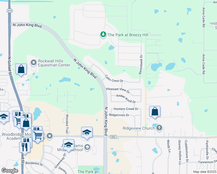 map of restaurants, bars, coffee shops, grocery stores, and more near 894 Pleasant View Drive in Rockwall