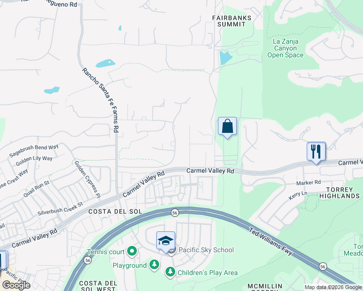 map of restaurants, bars, coffee shops, grocery stores, and more near 14311 Rancho Santa Fe Lakes Drive in Rancho Santa Fe