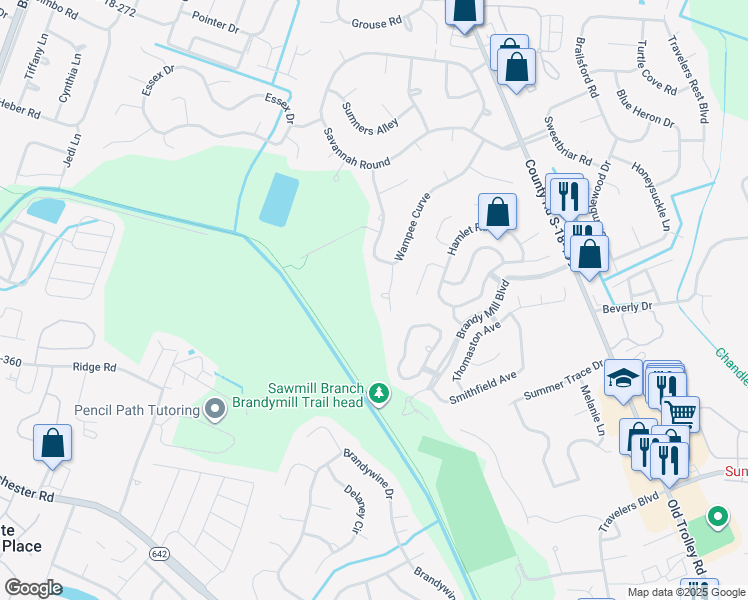 map of restaurants, bars, coffee shops, grocery stores, and more near 108 Ravenswood Court in Summerville