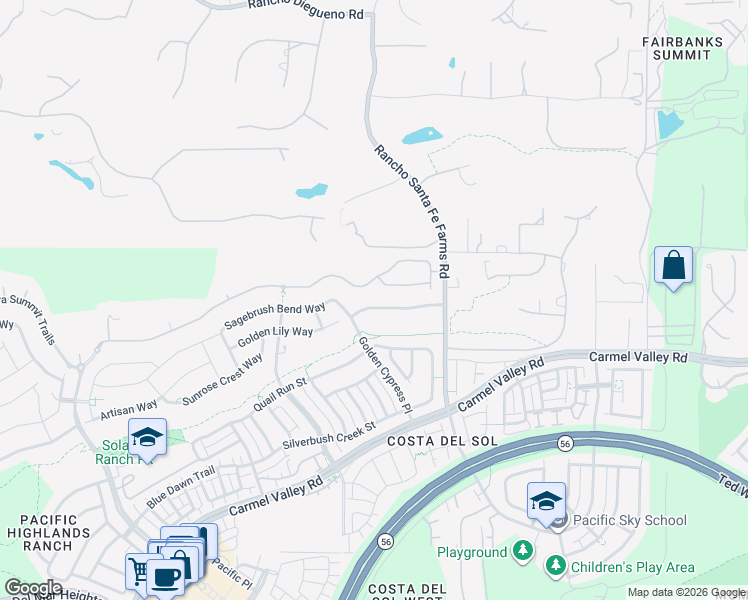 map of restaurants, bars, coffee shops, grocery stores, and more near 6431 Cypress Meadows Trail in San Diego