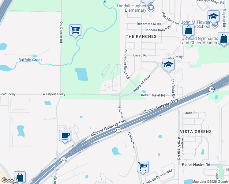 map of restaurants, bars, coffee shops, grocery stores, and more near 3295 Keller Haslet Road in Roanoke