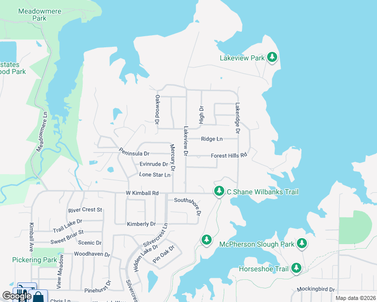 map of restaurants, bars, coffee shops, grocery stores, and more near 3421 Lakeview Drive in Grapevine