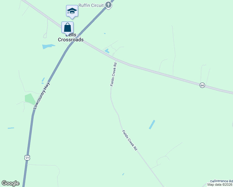 map of restaurants, bars, coffee shops, grocery stores, and more near 261 Fields Creek Road in Colleton County