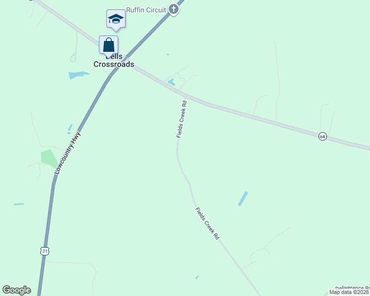 map of restaurants, bars, coffee shops, grocery stores, and more near 261 Fields Creek Road in Colleton County