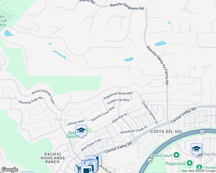 map of restaurants, bars, coffee shops, grocery stores, and more near 6210 Summit Crest Circle in San Diego