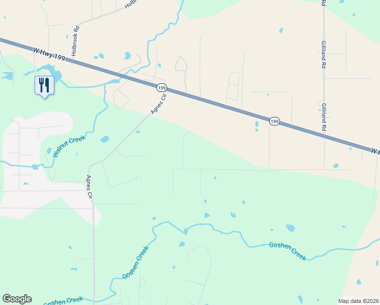 map of restaurants, bars, coffee shops, grocery stores, and more near 225 Oak Street in Springtown