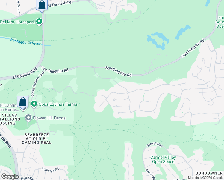 map of restaurants, bars, coffee shops, grocery stores, and more near 4592 Rancho Del Mar Trail in San Diego