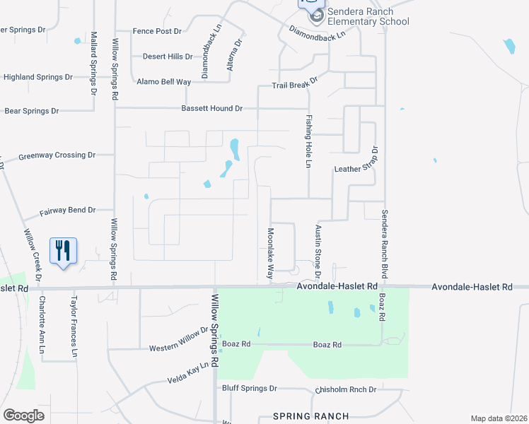 map of restaurants, bars, coffee shops, grocery stores, and more near 13325 Moonlake Way in Haslet