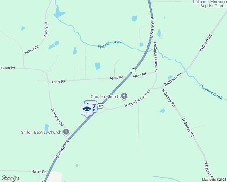 map of restaurants, bars, coffee shops, grocery stores, and more near 1776 U.S. 19 in Meansville