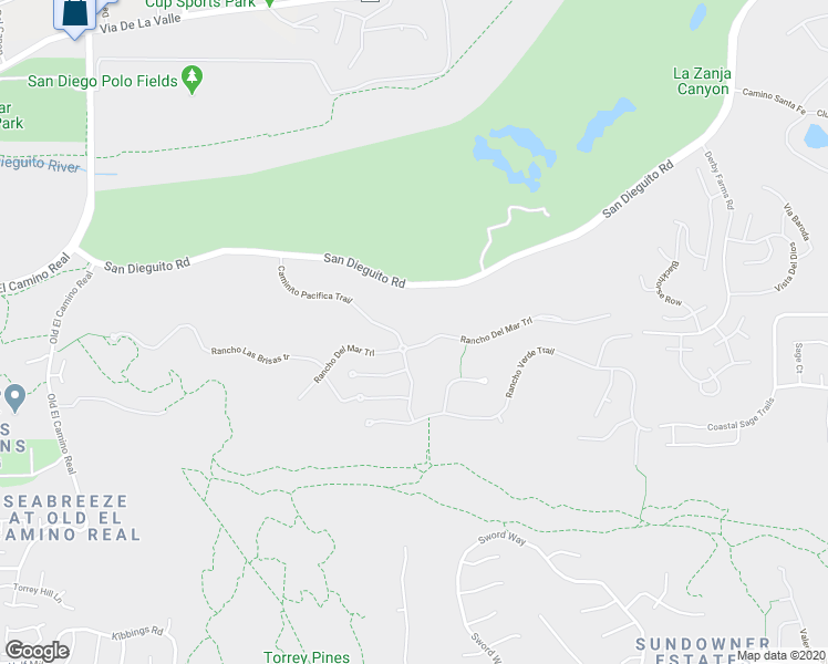 map of restaurants, bars, coffee shops, grocery stores, and more near 4740 Rancho Del Mar Trail in San Diego