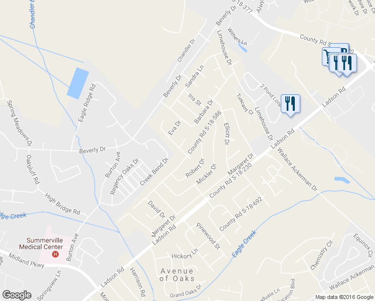 map of restaurants, bars, coffee shops, grocery stores, and more near 1256 Maryland Dr in Ladson