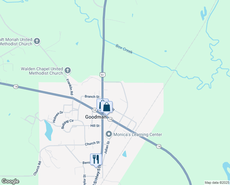 map of restaurants, bars, coffee shops, grocery stores, and more near 94 Goodhaven Drive in Goodman