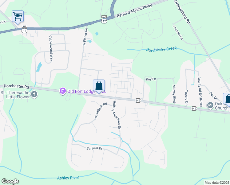 map of restaurants, bars, coffee shops, grocery stores, and more near 99 South Commodore Way in Summerville