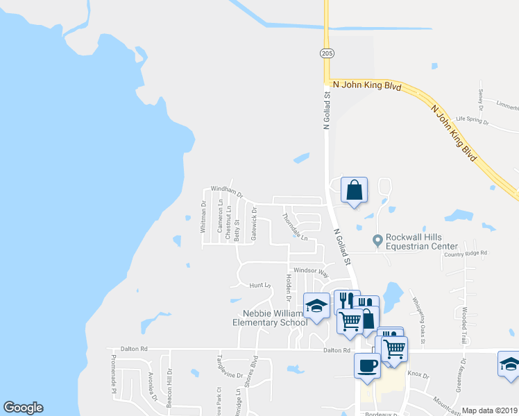 map of restaurants, bars, coffee shops, grocery stores, and more near 3918 Gatewick Drive in Rockwall