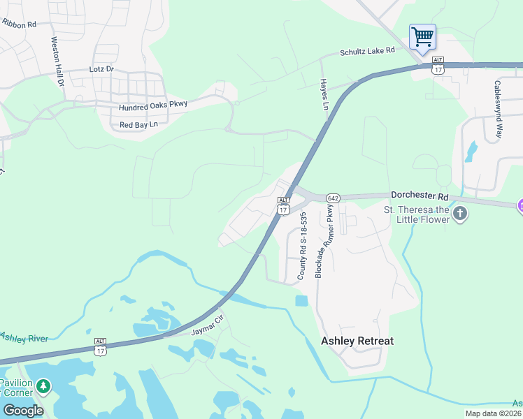 map of restaurants, bars, coffee shops, grocery stores, and more near 1001 Linger Longer Drive in Summerville