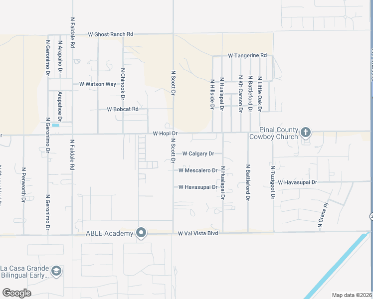 map of restaurants, bars, coffee shops, grocery stores, and more near 19125 West Calgary Drive in Casa Grande