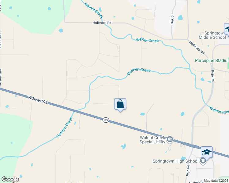 map of restaurants, bars, coffee shops, grocery stores, and more near 1550 West Highway 199 in Springtown