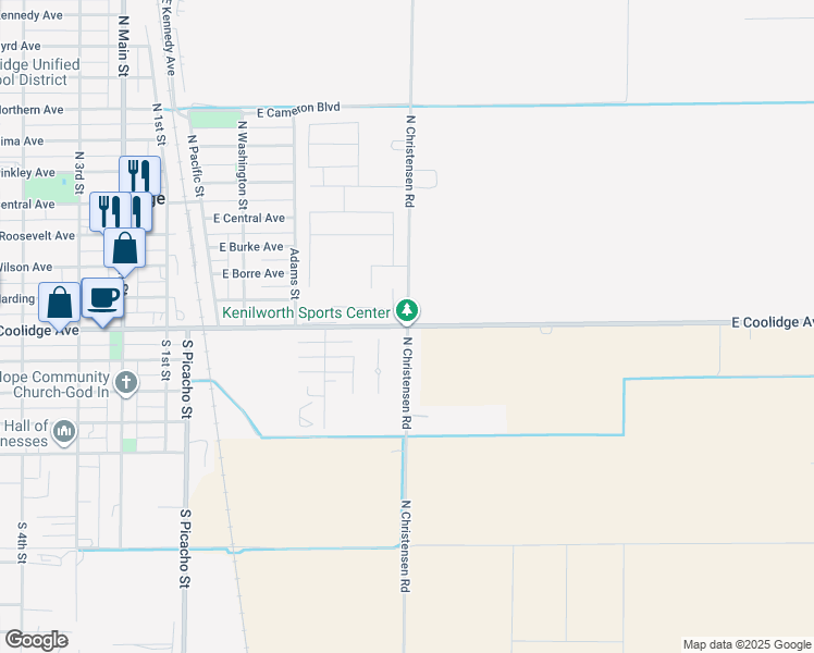 map of restaurants, bars, coffee shops, grocery stores, and more near 9836-10438 North Christensen Road in Coolidge