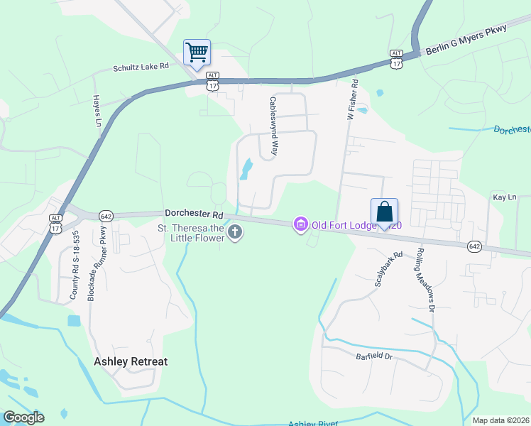map of restaurants, bars, coffee shops, grocery stores, and more near 237 Highwoods Plantation Avenue in Summerville