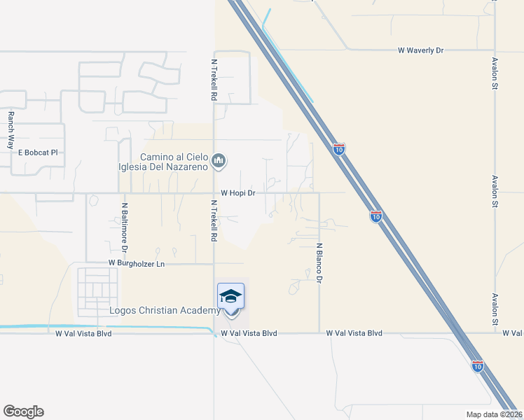 map of restaurants, bars, coffee shops, grocery stores, and more near 15801 West Hopi Drive in Casa Grande