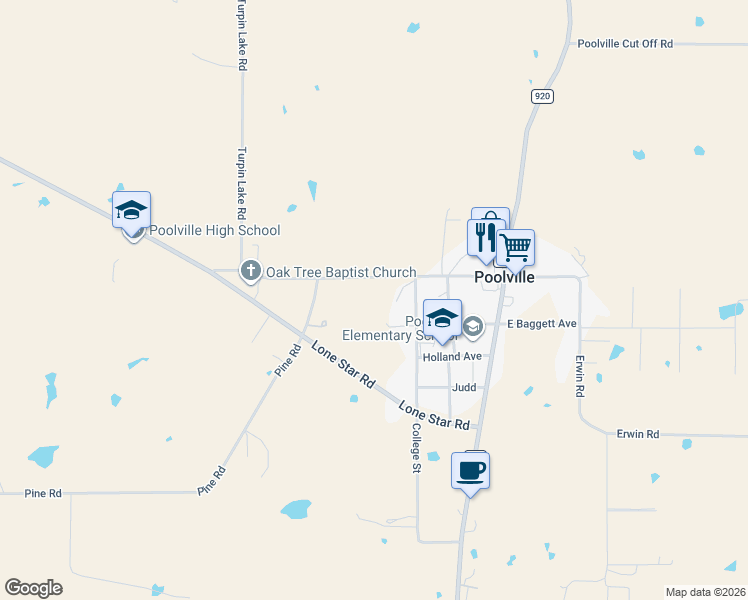 map of restaurants, bars, coffee shops, grocery stores, and more near 337 Seaberry Road in Poolville