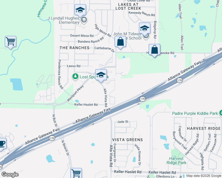 map of restaurants, bars, coffee shops, grocery stores, and more near 13450 Alta Vista Road in Roanoke