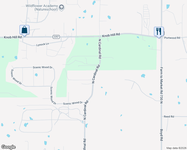 map of restaurants, bars, coffee shops, grocery stores, and more near 2626-2750 North Cardinal Road in Azle