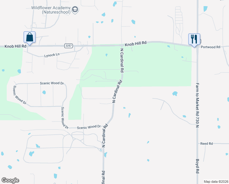 map of restaurants, bars, coffee shops, grocery stores, and more near 2626-2750 North Cardinal Road in Azle