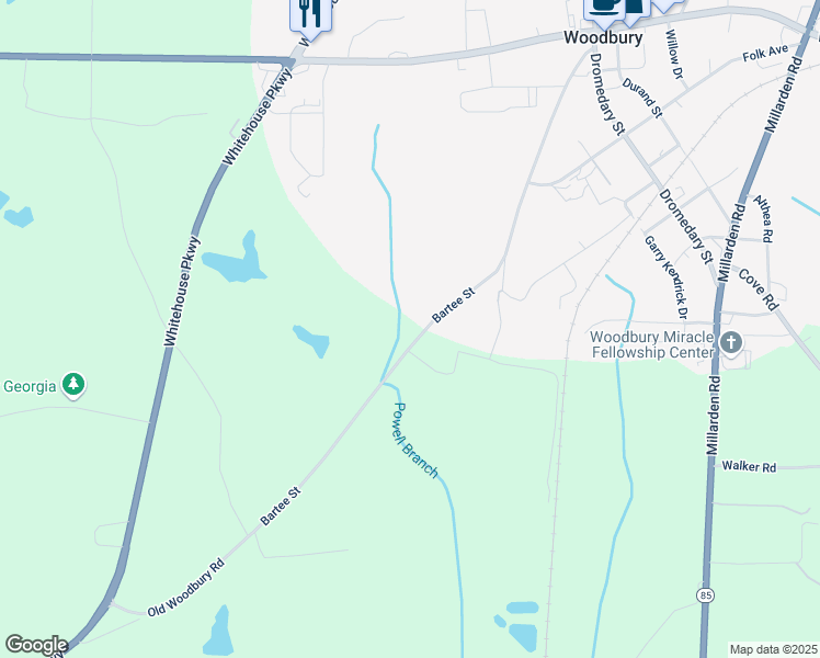 map of restaurants, bars, coffee shops, grocery stores, and more near 778 Bartee Street in Woodbury