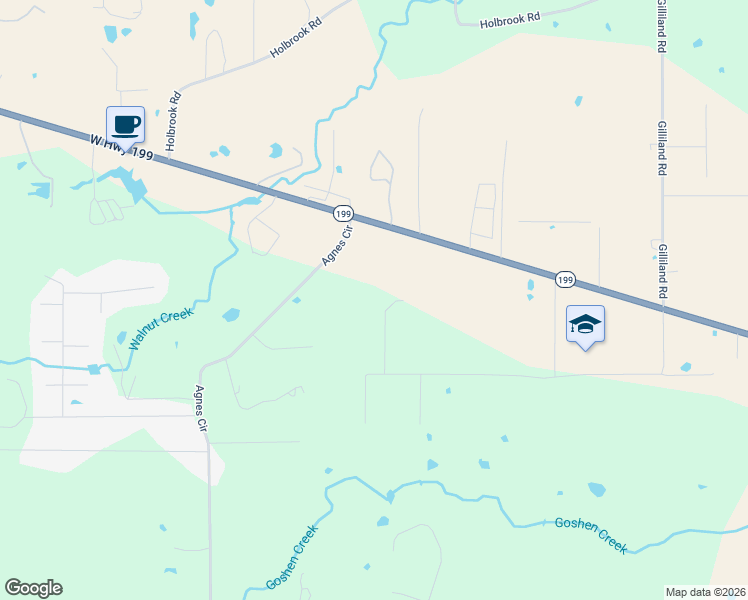 map of restaurants, bars, coffee shops, grocery stores, and more near 225 Oak St in Springtown