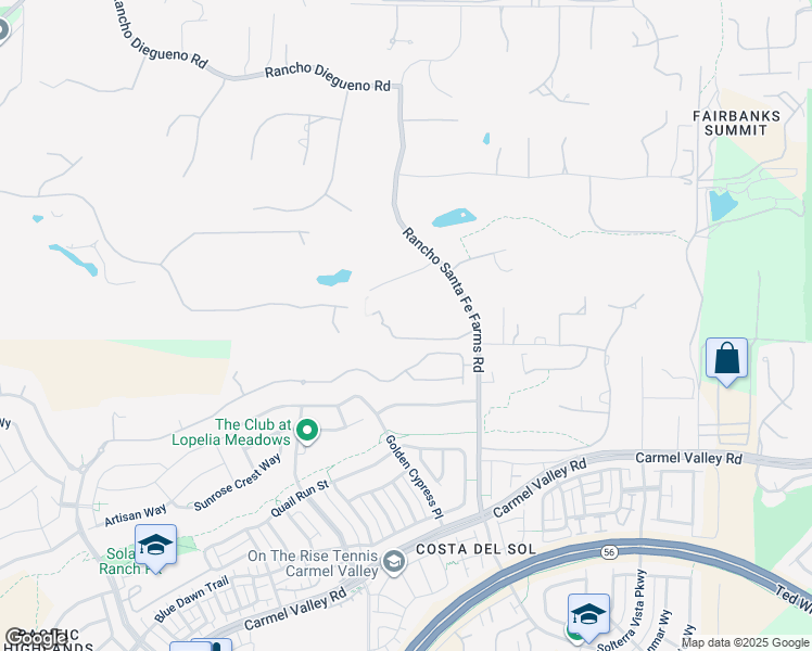 map of restaurants, bars, coffee shops, grocery stores, and more near 6518 Monte Fuego in Del Mar