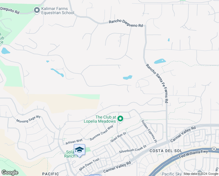 map of restaurants, bars, coffee shops, grocery stores, and more near 6325 Clubhouse Drive in Rancho Santa Fe