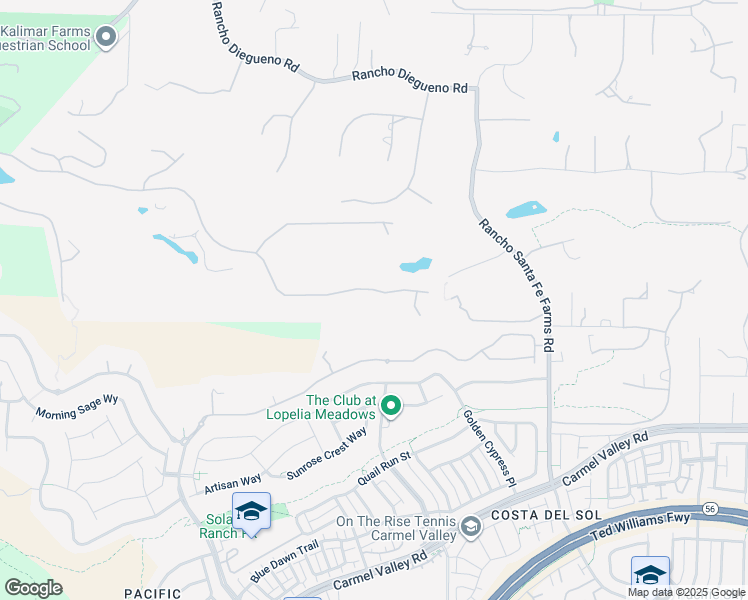 map of restaurants, bars, coffee shops, grocery stores, and more near 6357 Clubhouse Drive in Rancho Santa Fe