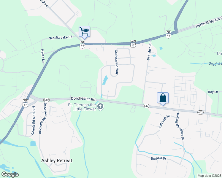 map of restaurants, bars, coffee shops, grocery stores, and more near 108 Cassels Lane in Summerville