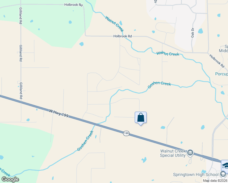 map of restaurants, bars, coffee shops, grocery stores, and more near 2041 West Highway 199 in Springtown