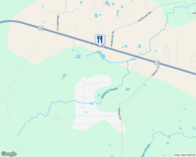 map of restaurants, bars, coffee shops, grocery stores, and more near 119 Brady Coleman Lane in Springtown