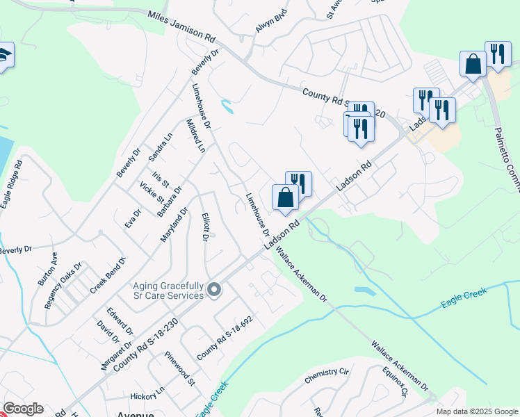 map of restaurants, bars, coffee shops, grocery stores, and more near 138 2 Pond Loop in Ladson