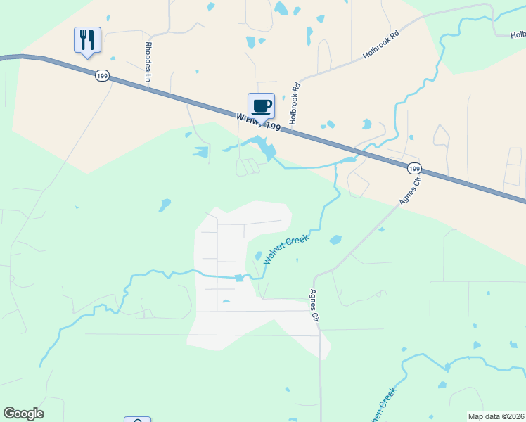 map of restaurants, bars, coffee shops, grocery stores, and more near 137 Brady Coleman Lane in Springtown
