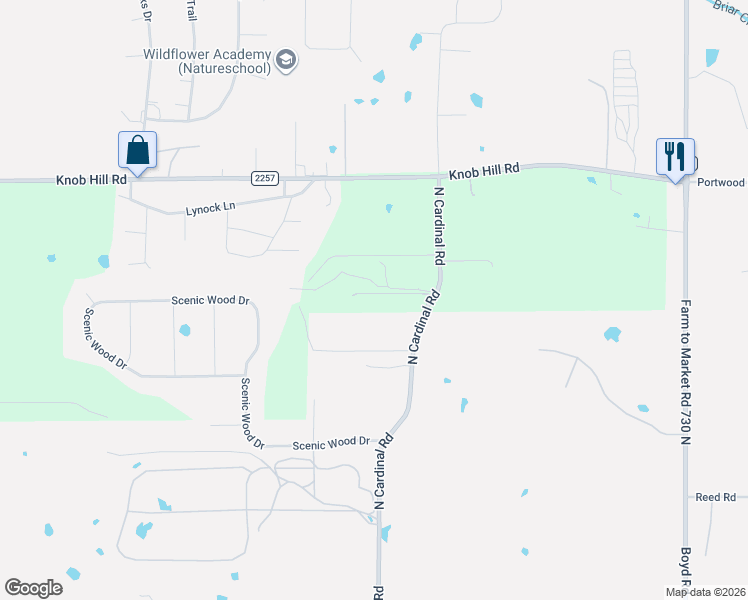 map of restaurants, bars, coffee shops, grocery stores, and more near 2750 North Cardinal Road in Azle