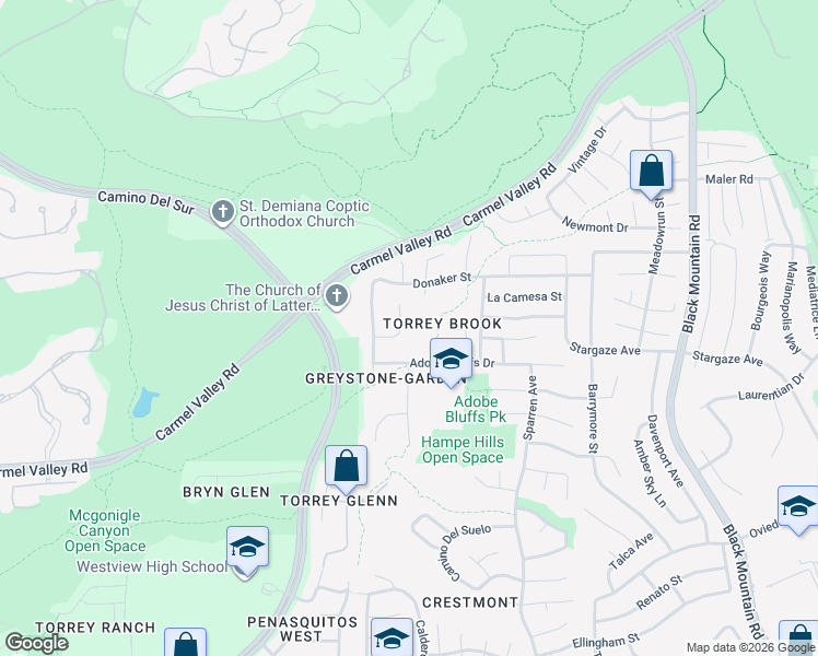 map of restaurants, bars, coffee shops, grocery stores, and more near 8556 Celtic Court in San Diego
