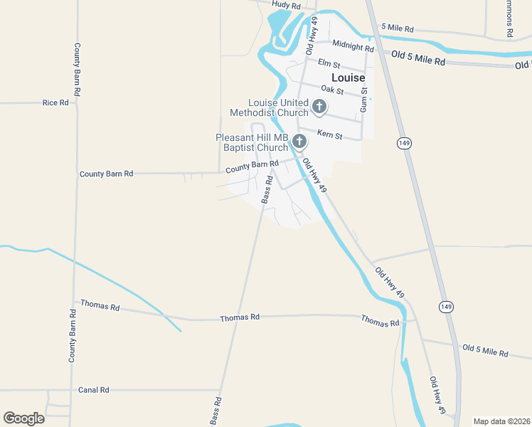 map of restaurants, bars, coffee shops, grocery stores, and more near 124 Bass Road in Louise